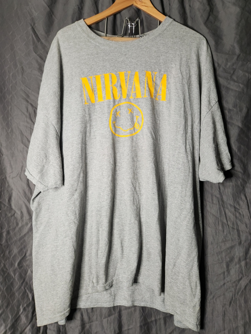NIRVANA Grey T-Shirt with Yellow Logo - Men's Graphic Tee